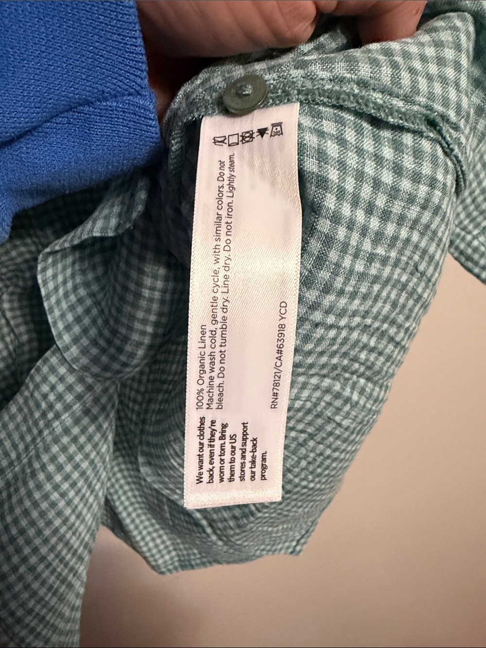 Eileen Fisher Organic Linen Puckered Check Gingham Button Shirt 1X - Picture 4 of 5